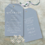 Wedding Favor Welcome Basket Bag Dusty Blue Gift Tags<br><div class="desc">Featuring signature style names,  this elegant two-sided dusty blue and white tag can be personalized with your special thank you information in chic lettering. Designed by Thisisnotme©</div>