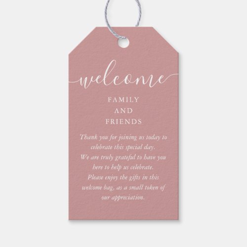 Wedding Favor Welcome Basket Bag Dusty Rose Gift Tags