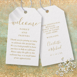 Wedding Favor Welcome Basket Bag Gold Gift Tags
