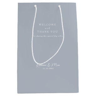 Wedding Favor Welcome Thank You Dusty Blue Medium Gift Bag