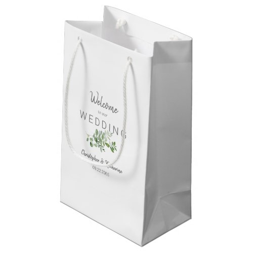 Wedding Favor White Couple Names Small Gift Bag