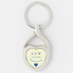 Wedding Favor Yellow Thanks for Coming Date Heart Keychain