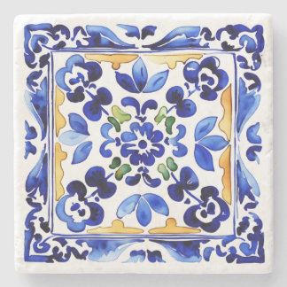 Wedding favors Amalfi Vietri Italian blue tiles Stone Coaster