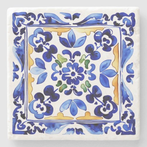 Wedding favors Amalfi Vietri Italian blue tiles Stone Coaster