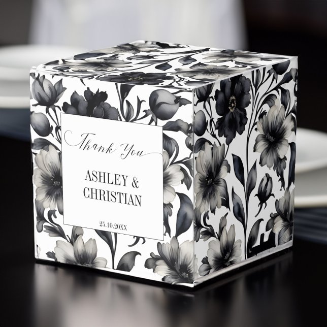 Wedding favors black and white candy favor boxes (Wedding favors black and white candy favor box personalized wedding favor box elegant simple floral)