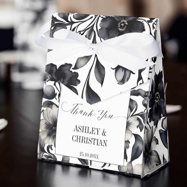 Wedding favors black and white floral favor boxes (Wedding favors black and white elegant floral favor box wedding favors personalized box floral)