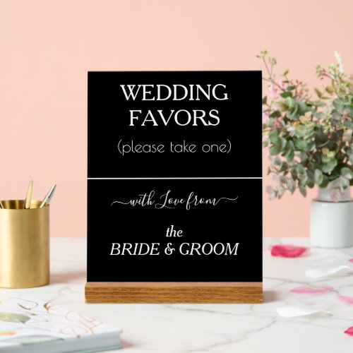 Wedding Favors Black White Typography  Acrylic Sign