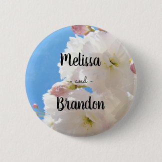 Wedding Favors Buttons Bride Grooms Name Blossoms