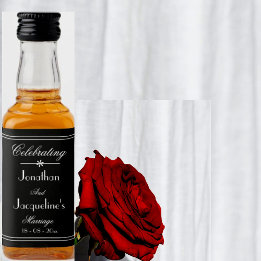 Wedding Favors Chic Script Cute Cool Black Mini Liquor Bottle Label