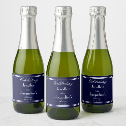 Wedding favors chic script names elegant mini   sparkling wine label
