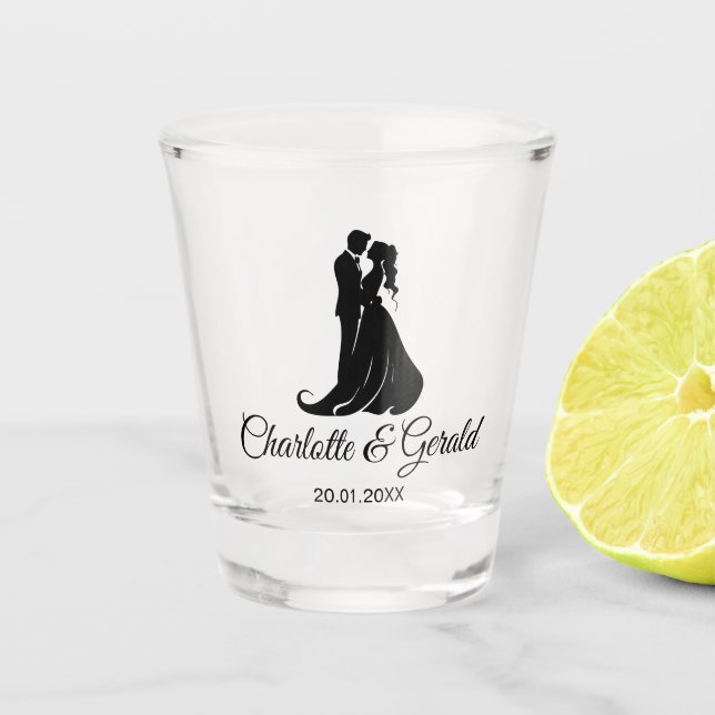 Wedding Favors Couple Dance Monogram Modern Simple Shot Glass (Front)