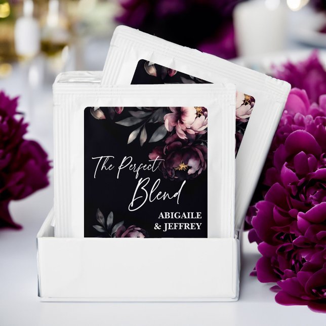 Wedding favors dark moody peonies personalized tea bag drink mix (Wedding favors dark moody burgundy peonies personalized tea bag drink mix cute favors)