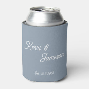Wedding Favors Dusty Blue Minimalist Script Can Cooler