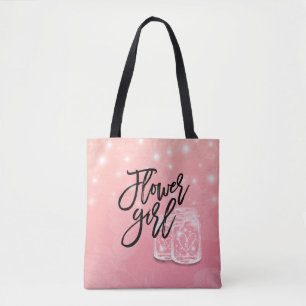 Wedding Favors Flower Girl Mason Jar String Lights Tote Bag