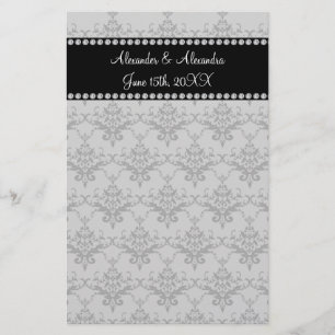Wedding favors Grey damask Stationery