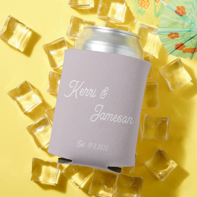 Wedding Favors Lavender Minimalist Script  Can Cooler (In Situ Summer)