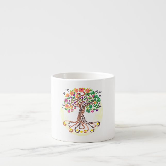 wedding favors mandala trees of life espresso cup (Front)