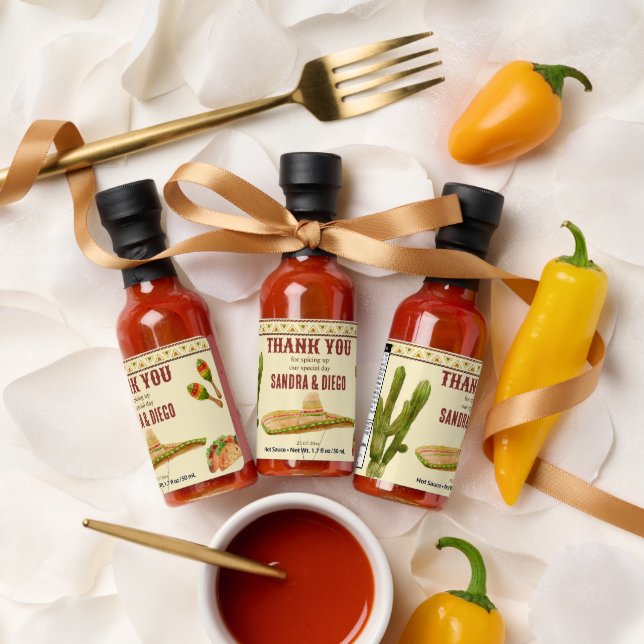 Wedding favors Mexican themed custom Hot Sauces (Wedding)