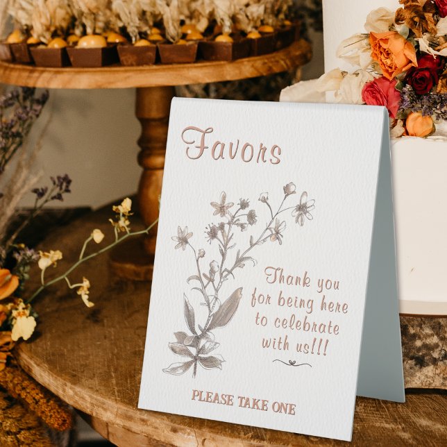 Wedding Favors Rustic Boho Wildflowers Copper  Table Tent (Creator Uploaded)