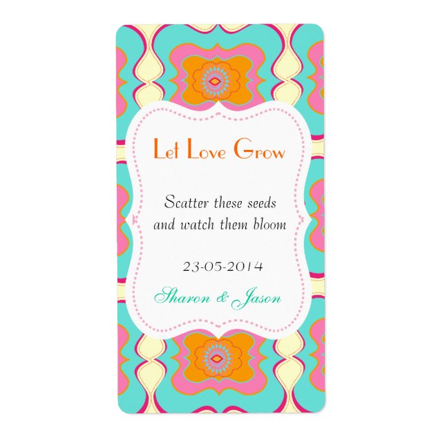 Wedding Favors Seed Packet Labels Let Love Grow (Front)