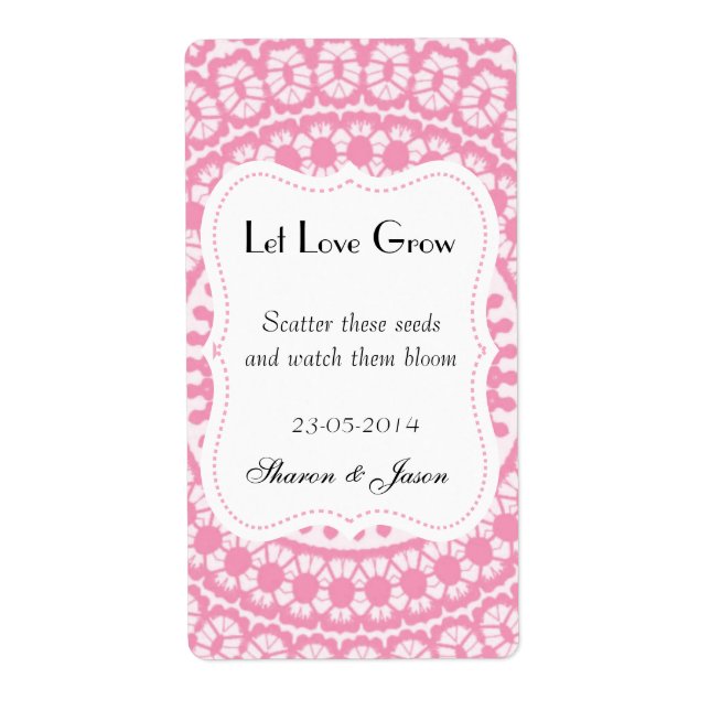 Wedding Favors Seed Packet Labels Let Love Grow (Front)