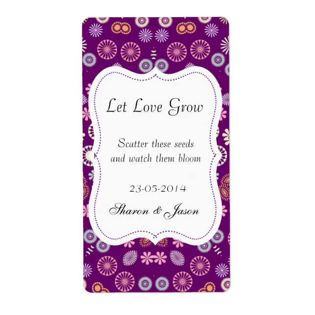 Wedding Favors Seed Packet Labels Let Love Grow | Zazzle