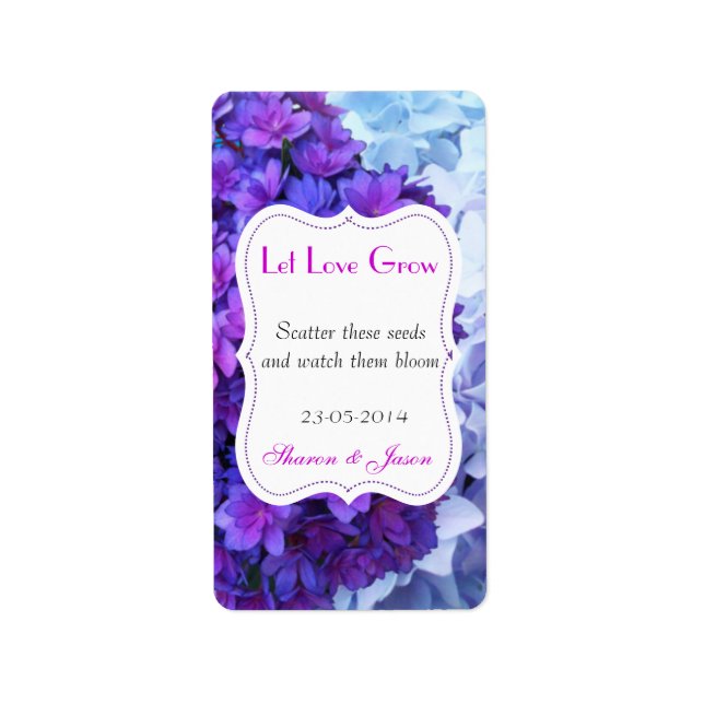 Wedding Favors Seed Packet Labels Let Love Grow (Front)