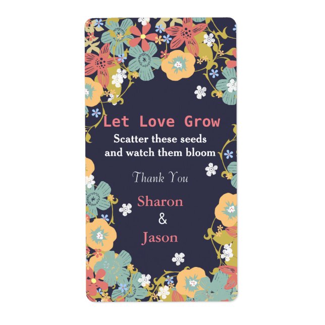 Wedding Favors Seed Packet Labels Let Love Grow (Front)