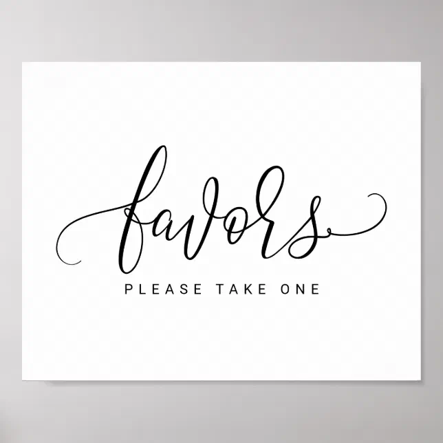 Wedding Favors Sign - Bounce Calligraphy (Black) | Zazzle