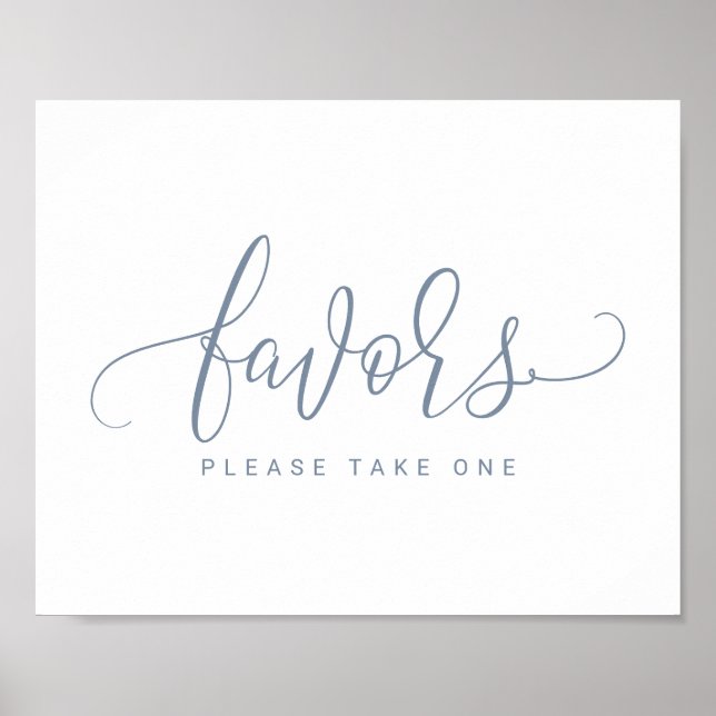 Wedding Favors Sign - Bounce Script (Dusty Blue) (Front)