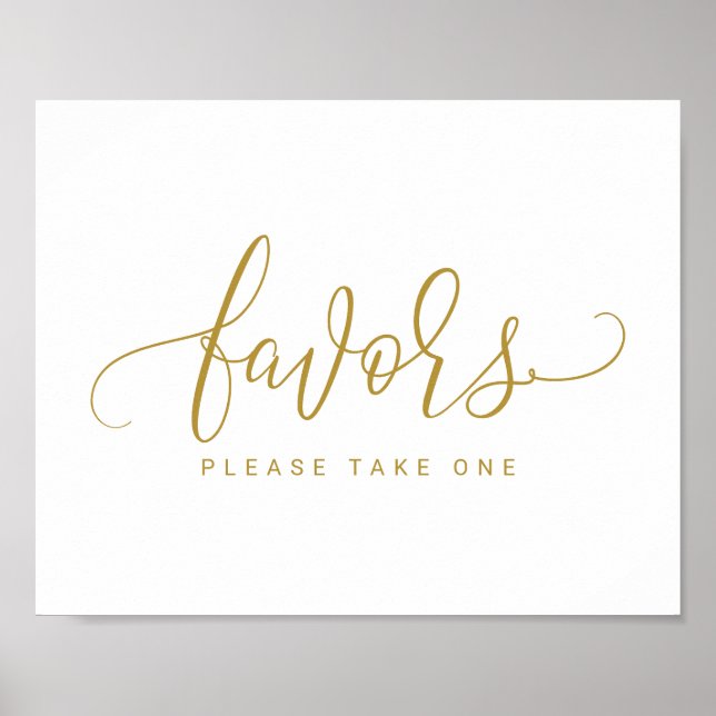 Wedding Favors Sign - Bounce Script (Flat Gold) (Front)