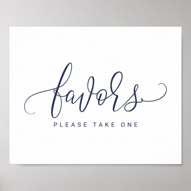 Wedding Favors Sign - Bounce Script (Navy Blue) (Front)