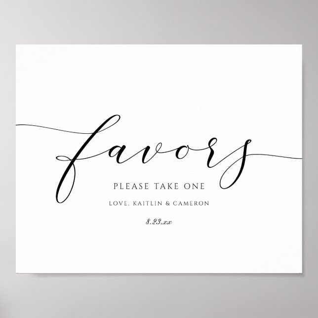 Wedding Favors Sign Elegant Luxury Script (Front)