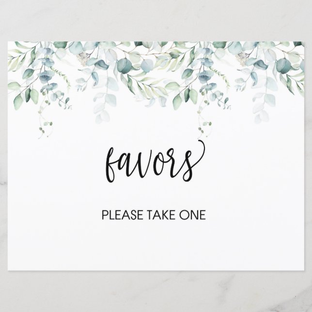Wedding Favors Sign - Eucalyptus Wedding (Front)