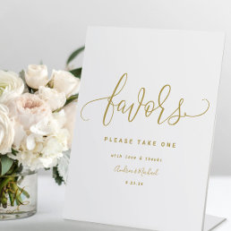Wedding Favors Sign Fun Swirly Calligraphy Gold