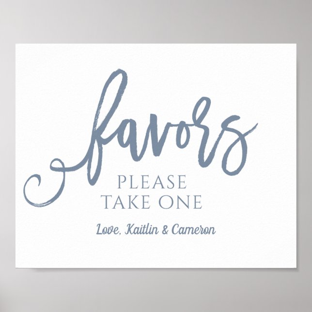 Wedding Favors Sign "Please Take One" | Dusty Blue (Front)