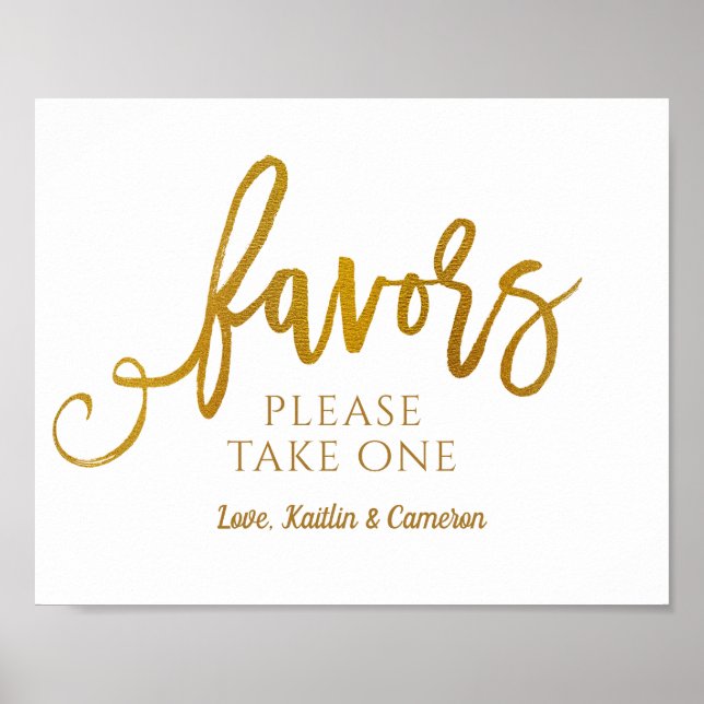 Wedding Favors Sign "Please Take One" | Gold Foil (Front)