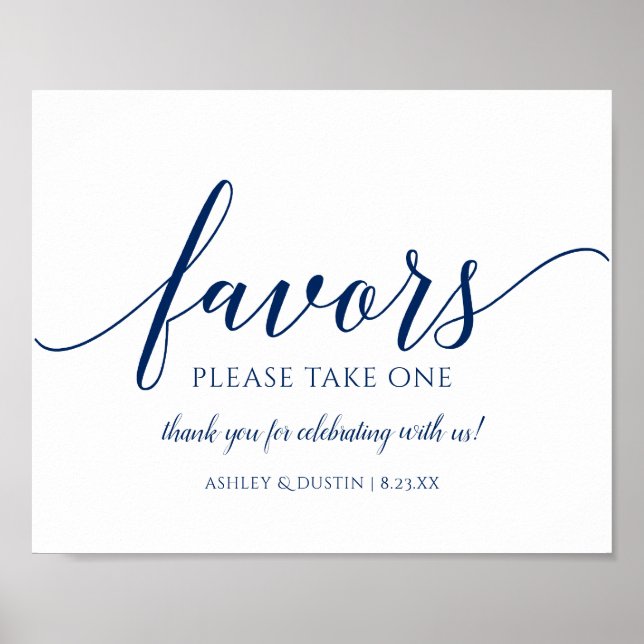 Wedding Favors Sign "Please Take One" | Navy Blue (Front)