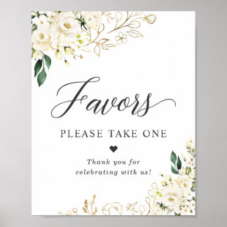 Wedding Favors Sign Please Take One White Roses