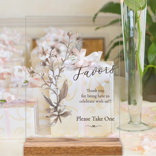 Wedding Favors Sign Rustic Elegant Wildflowers (Creator Uploaded)