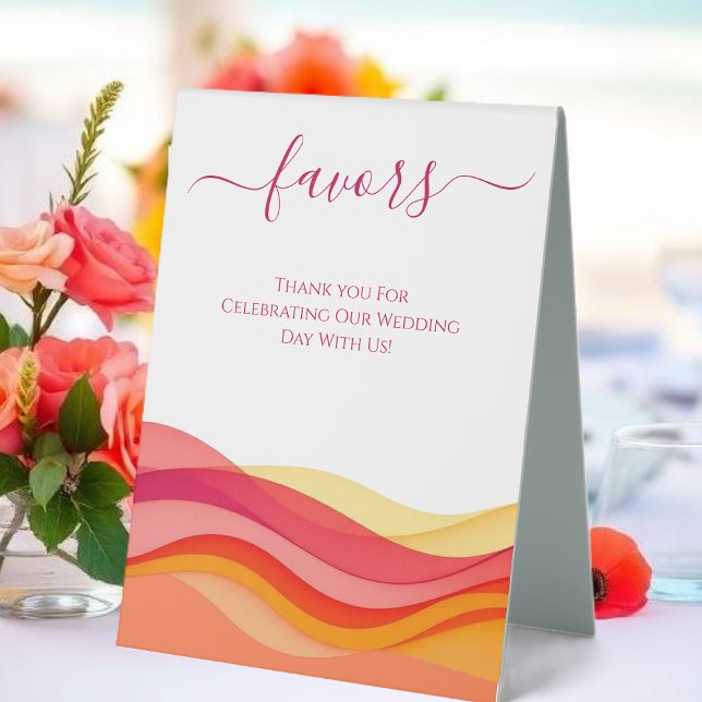 Wedding Favors Sign-Sunset Color Waves Table Tent (Wedding Favors Sign-Sunset Color Waves Table Tent)