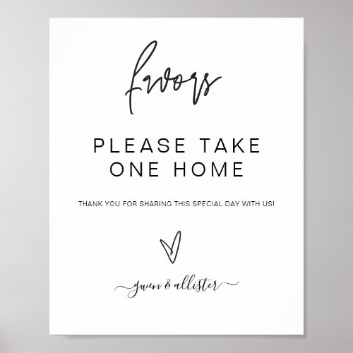 Wedding Favors Sign Table Reception Poster G400