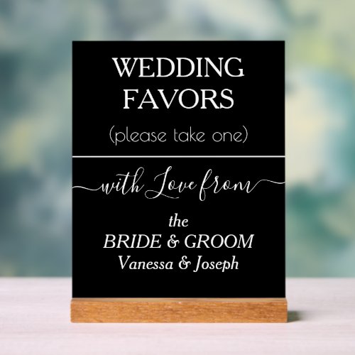 Wedding Favors White Typography NAMES  Acrylic Sign