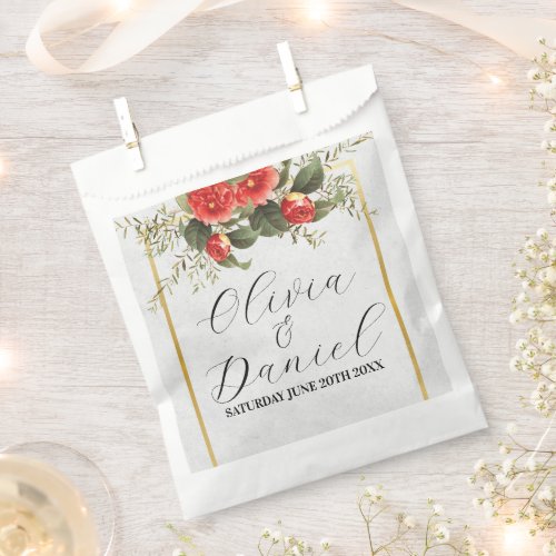 Wedding Favour Bags Red Christmas Gold Floral