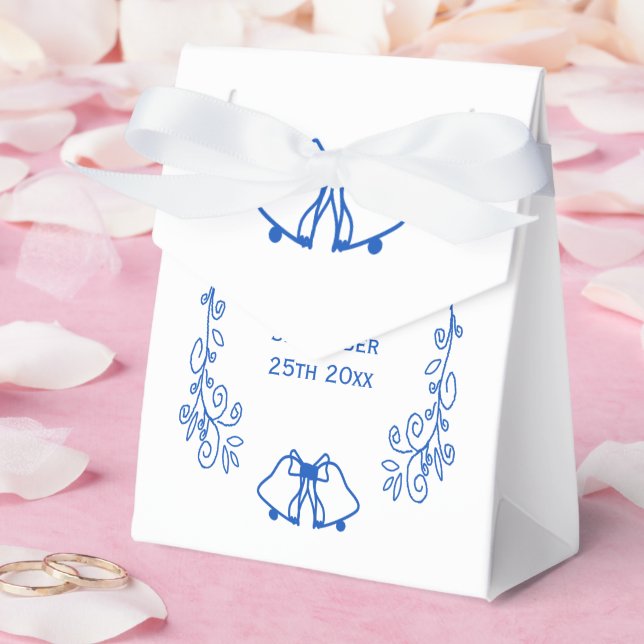 Wedding Favour Box Blue Sapphire Bells Scrollwork (Wedding)