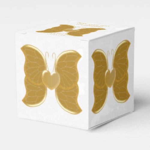 Wedding Favour Box Gold Butterfly Heart Design