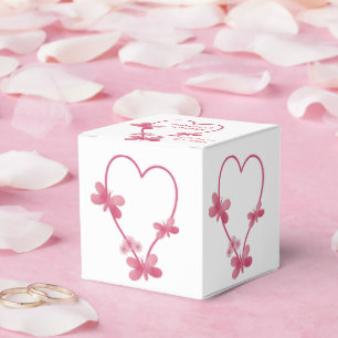 Wedding Favour Box Pink Heart And Butterflies