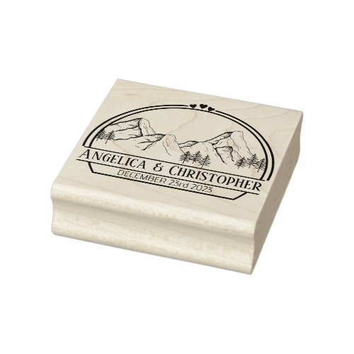 wedding favour invitation couple party mountain rubber stamp