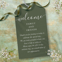 Wedding Favour Welcome Basket Bag Olive Green Gift Tags