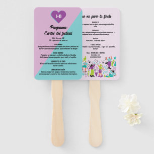 Wedding Festival Blue Fun Program Lila Hand Fan